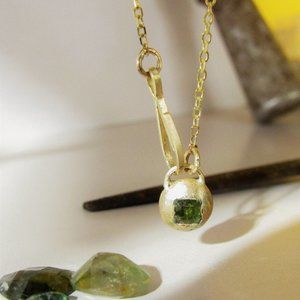 Tourmaline necklace. Gold Tourmaline necklace.